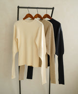 パフスリーブリブニット