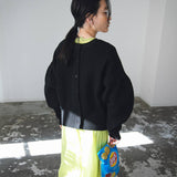 前後2way袖タックカラフルダンボールカーディガン【ニット】