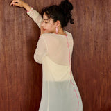 【メール便】配色メローシアーロングワンピース