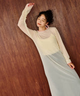 【メール便】配色メローシアーロングワンピース