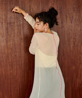 【メール便】配色メローシアーロングワンピース