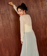 【メール便】配色メローシアーロングワンピース