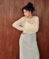 【メール便】配色メローシアーロングワンピース