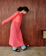 【メール便】配色メローシアーロングワンピース