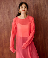 【メール便】配色メローシアーロングワンピース