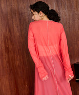 【メール便】配色メローシアーロングワンピース