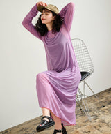 【メール便】配色メローシアーロングワンピース