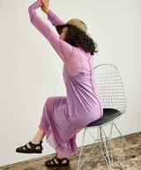 【メール便】配色メローシアーロングワンピース