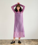 【メール便】配色メローシアーロングワンピース