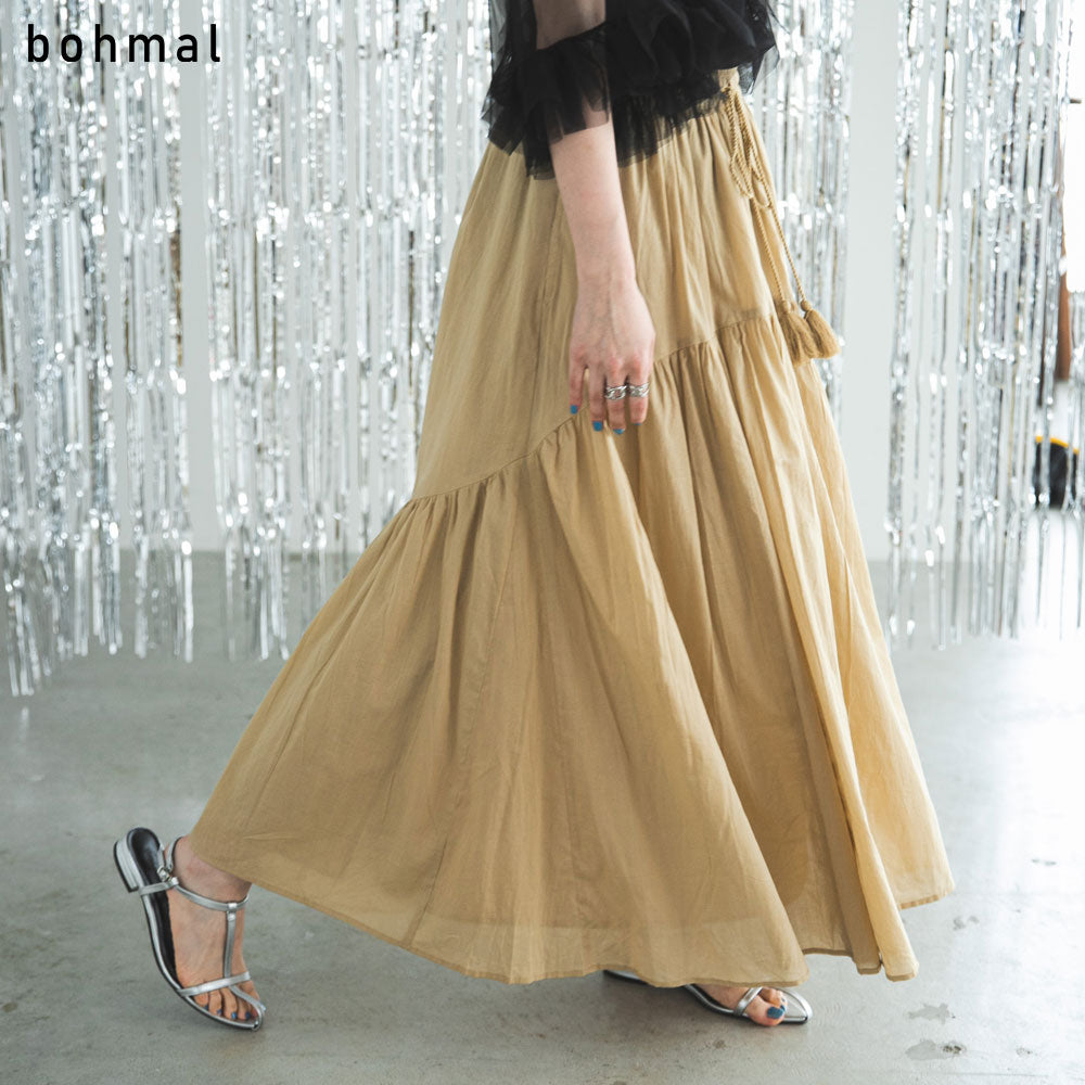 インド綿ボリュームデザインギャザーマキシスカート – レディース