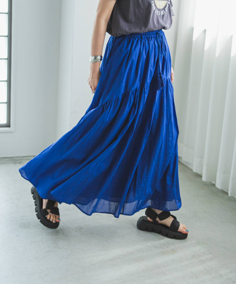 【GW限定】【予約　5/9発送】インド綿ボリュームデザインギャザーマキシスカート