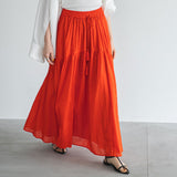 インド綿ボリュームデザインギャザーマキシスカート