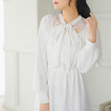 総レースリボンタイワンピース