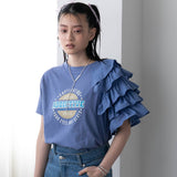 異素材フリルTシャツ【チュール】