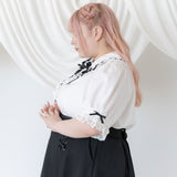 【メール便】丸襟はしごレースロリータブラウス