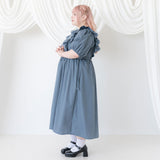 ナローリボンショルダーフリルワンピース