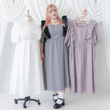 ナローリボンショルダーフリルワンピース