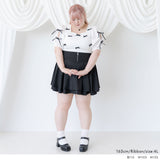 ダブルリボンオープンパフ袖カットソー