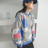 カラフルモチーフ柄オーバーサイズニット