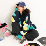 カラフルモチーフ柄オーバーサイズニット