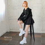 Y2K厚底レースアップショートブーツ【スニーカー】【大きいサイズ有】