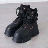 Y2K厚底レースアップショートブーツ【スニーカー】【大きいサイズ有】