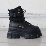 Y2K厚底レースアップショートブーツ【スニーカー】【大きいサイズ有】