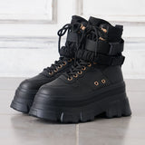 Y2K厚底レースアップショートブーツ【スニーカー】【大きいサイズ有】