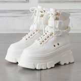 Y2K厚底レースアップショートブーツ【スニーカー】【大きいサイズ有】