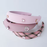 ピンクハートビジュー太めカチューシャ