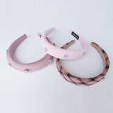 ピンクハートビジュー太めカチューシャ