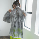 グラデーションモヘアオーバーサイズメッシュニット