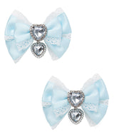 キラキラハートビジューレース2個セットリボンクリップ