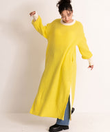 バイカラーボリュームスリーブニットワンピース