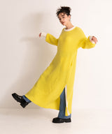 バイカラーボリュームスリーブニットワンピース