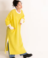 バイカラーボリュームスリーブニットワンピース