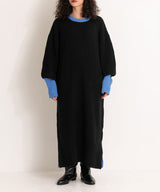 バイカラーボリュームスリーブニットワンピース