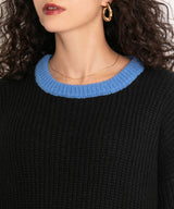 バイカラーボリュームスリーブニットワンピース