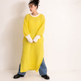 バイカラーボリュームスリーブニットワンピース