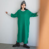 バイカラーボリュームスリーブニットワンピース