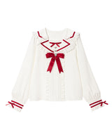 推しリボンテーラードセーラー襟ブラウス