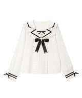 推しリボンテーラードセーラー襟ブラウス