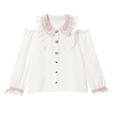 はしごレースフリルハートビジューオフショルブラウス