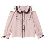 はしごレースフリルハートビジューオフショルブラウス