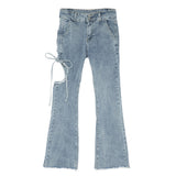 セクシー開きストレッチフレアデニムパンツ