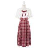 丸襟フリルリボン半袖ワンピース