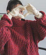 【メール便】スマホ対応カラーニットアームグローブ