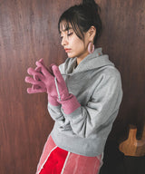 【メール便】スマホ対応カラーニットアームグローブ