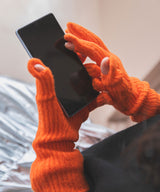 【メール便】スマホ対応カラーニットアームグローブ