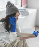 【メール便】スマホ対応カラーニットアームグローブ